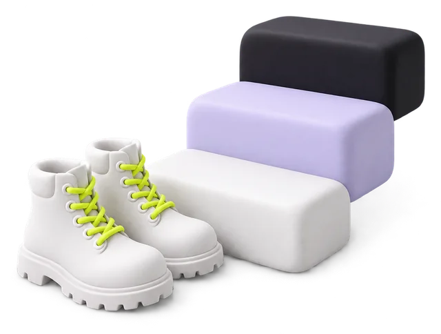 Work boots at the foot of rising steps